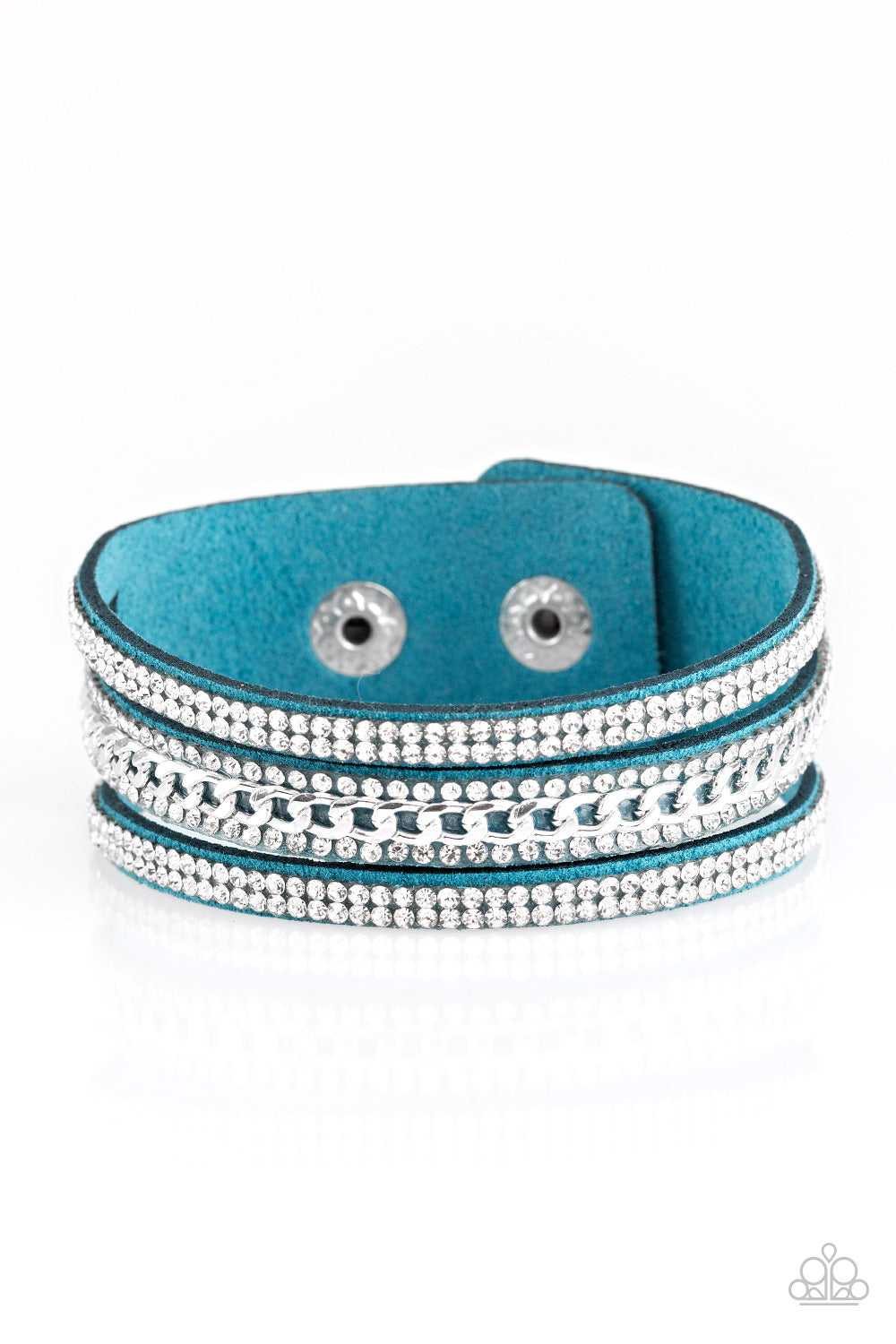 Rollin In Rhinestones - Blue wrap bracelet