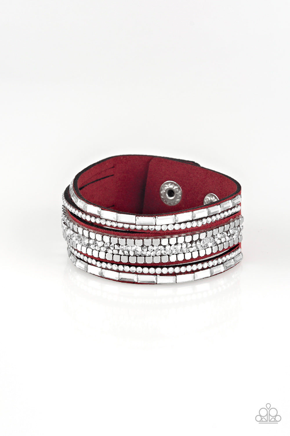 Rebel In Rhinestones - Red wrapping bracelet