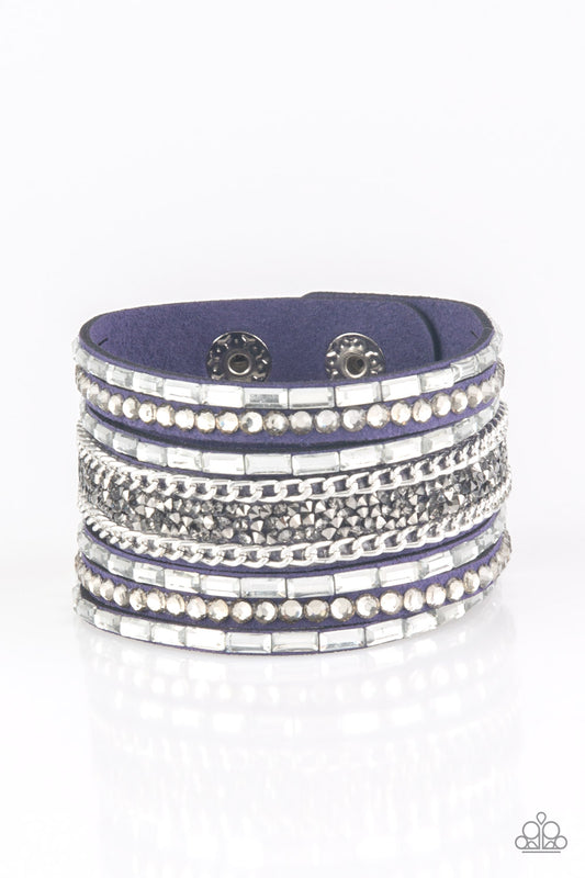 Rhinestone Rumble - Blue wrap bracelet