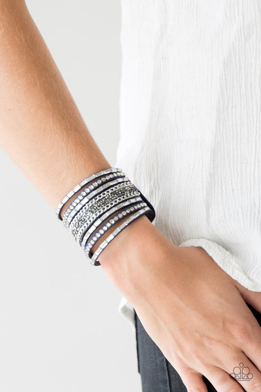 Rhinestone Rumble - Blue wrap bracelet