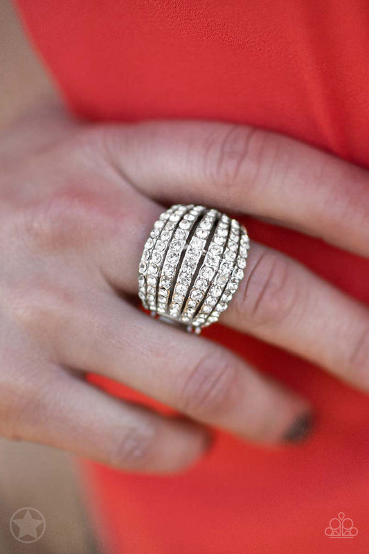 Blinding Brilliance - White rhinestone ring