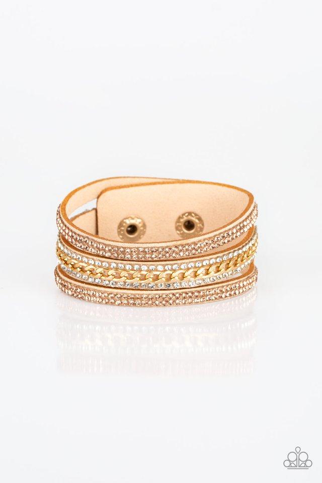 Rollin In Rhinestones - Gold wrap bracelet