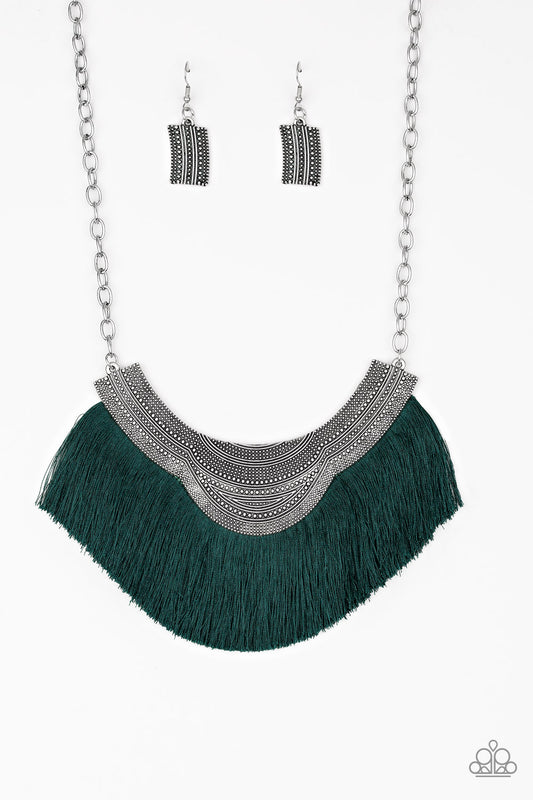 My PHARAOH Lady - Green fringe necklace