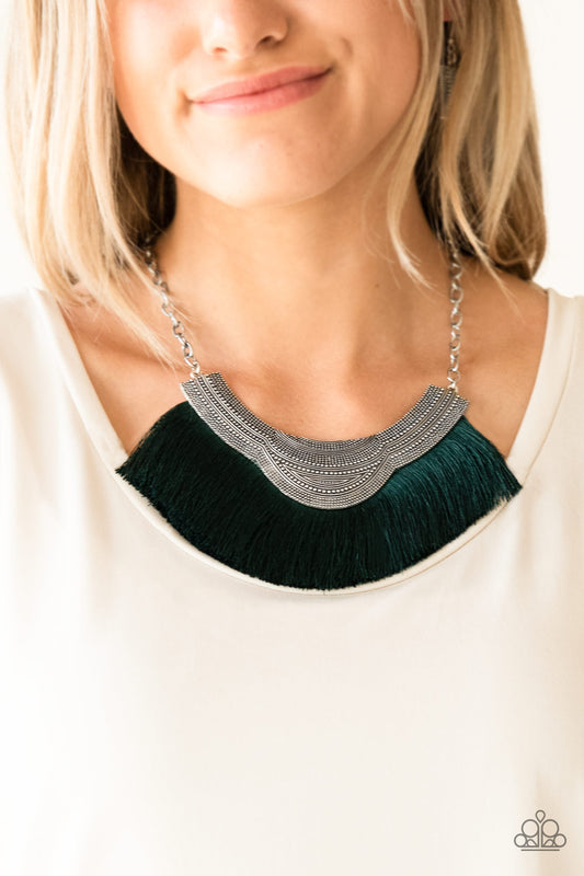 My PHARAOH Lady - Green fringe necklace