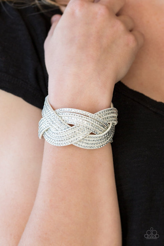 Big City Shimmer - White wrap bracelet
