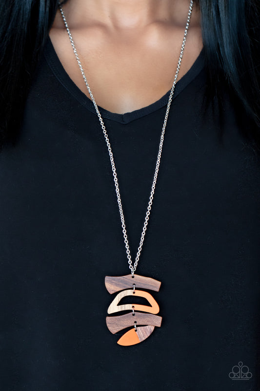 A WOODWORK In Progress - Orange/Brown necklace