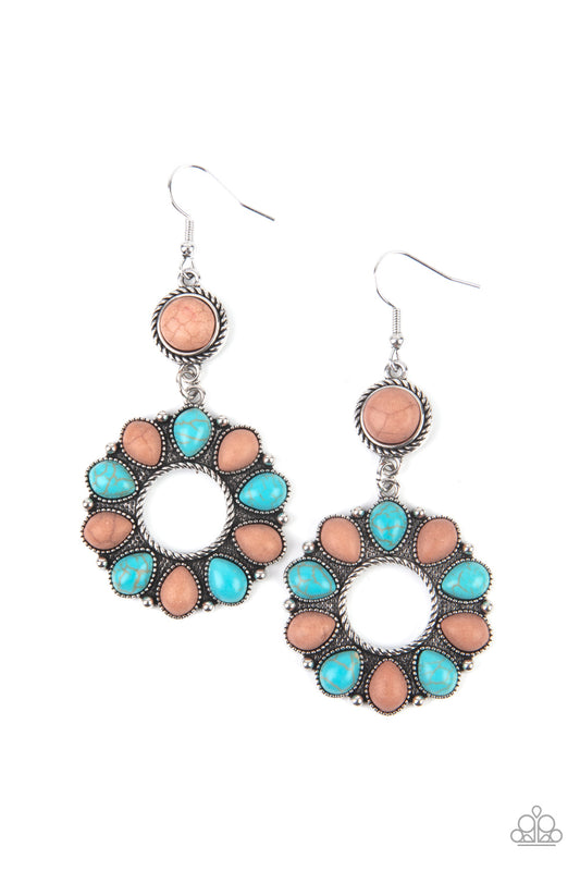 Back At The Ranch - Turquoise/Brown Multicolor earrings