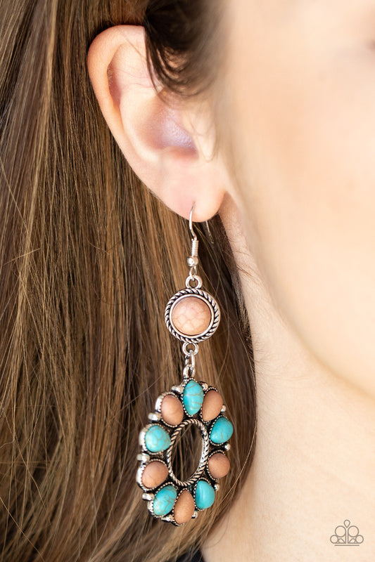 Back At The Ranch - Turquoise/Brown Multicolor earrings