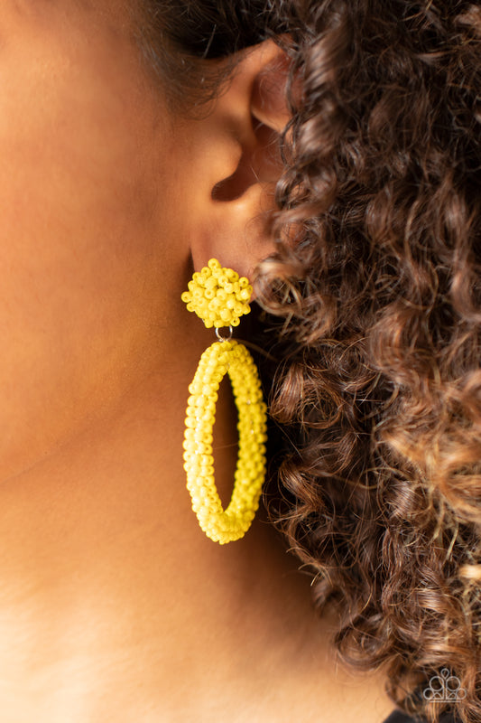 Be All You Can BEAD - Yellow seed bead earrings