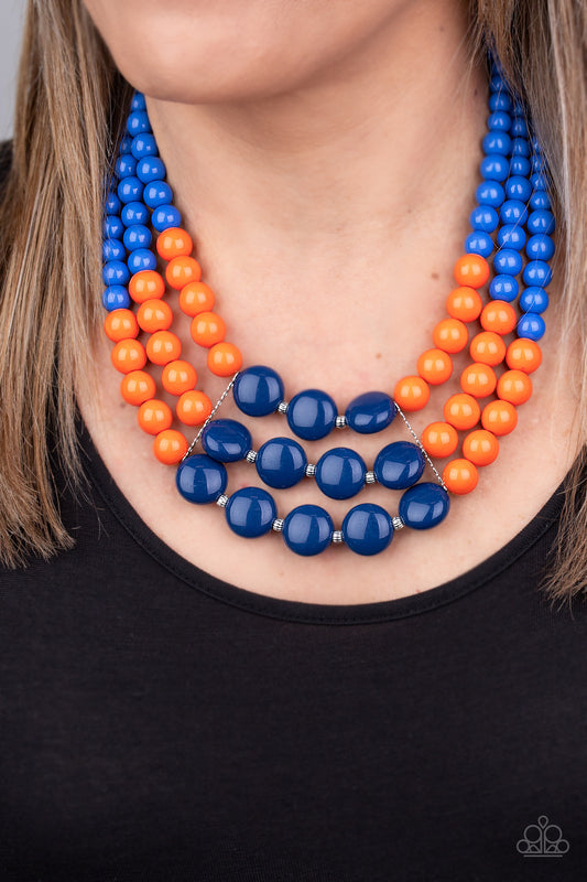 Beach Bauble - Blue/Orange Multi necklace
