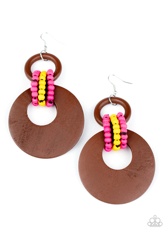 Beach Day Drama - Multi wood earrings