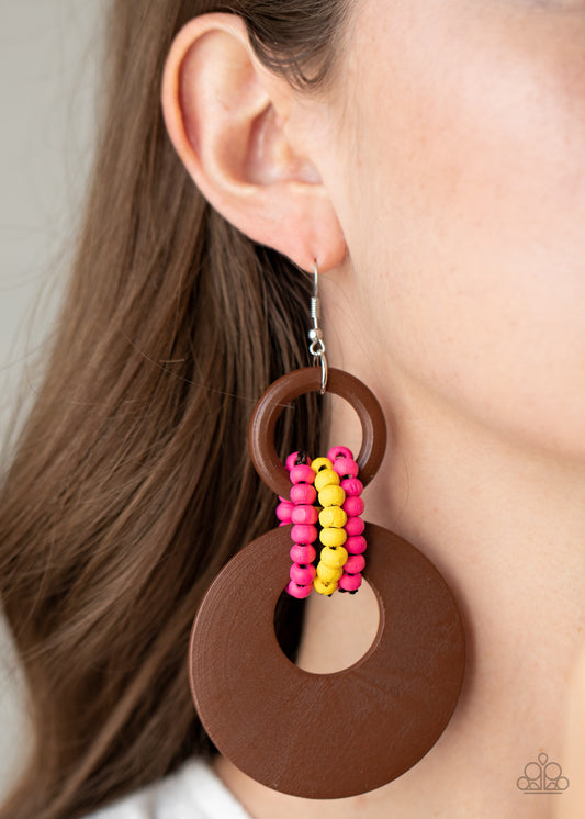 Beach Day Drama - Multi wood earrings