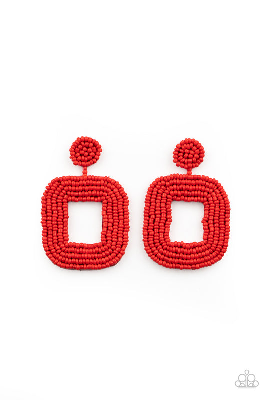 Beaded Bella - Red post earrings