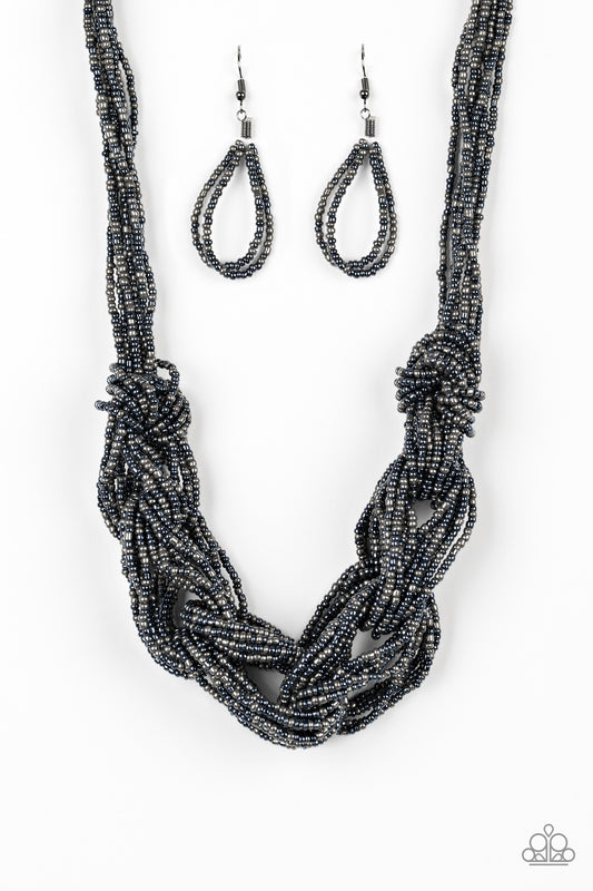 City Catwalk - Blue seed bead necklace