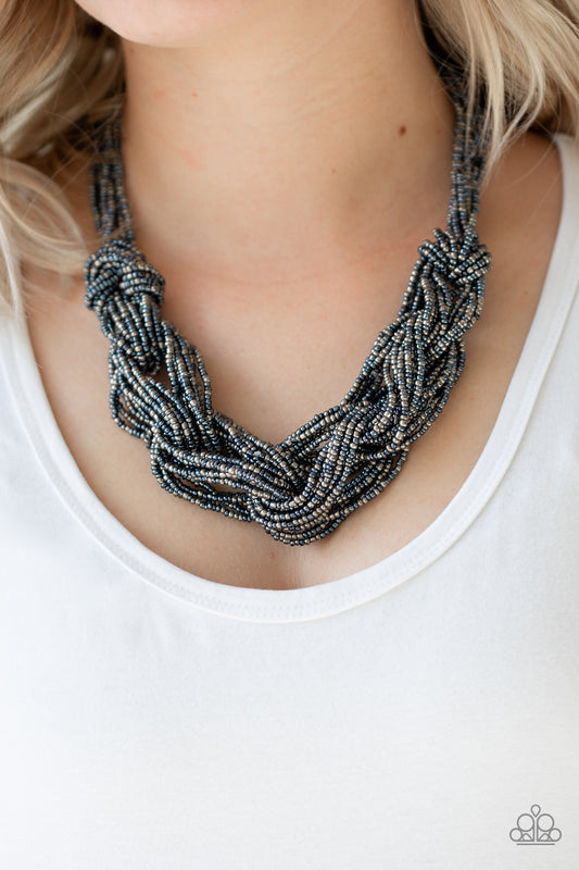 City Catwalk - Blue seed bead necklace