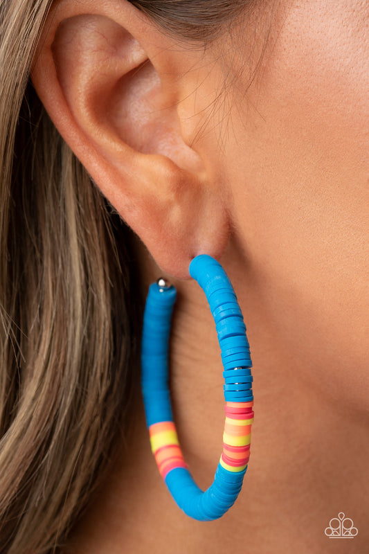 Colorfully Contagious - Blue/Multi hoop earrings