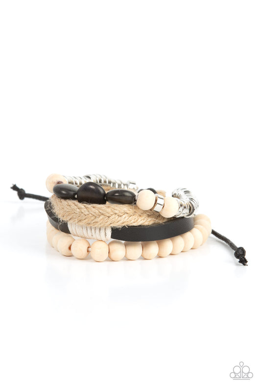 DRIFTER Away - Black stones/White wood bracelet
