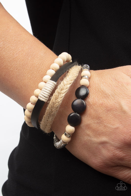 DRIFTER Away - Black stones/White wood bracelet