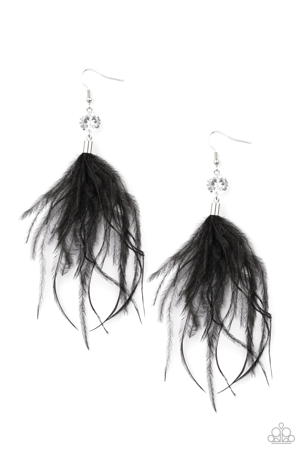 Feathered Flamboyance - Black feather earrings