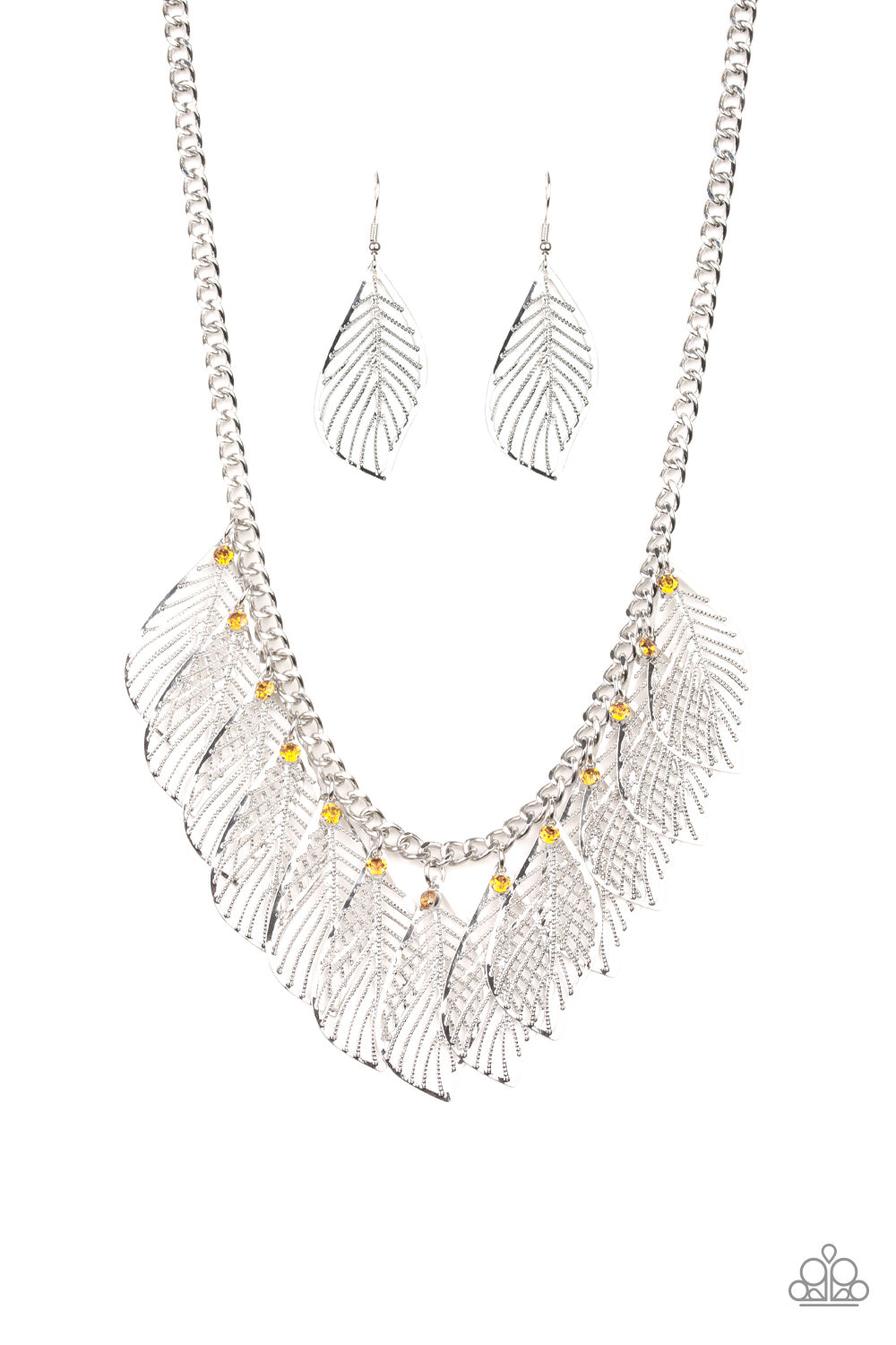 Feathery Foliage - Yellow necklace set