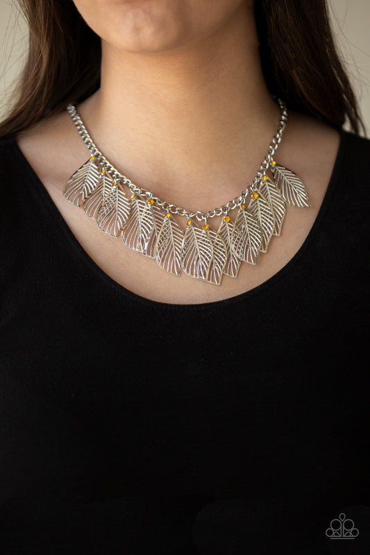 Feathery Foliage - Yellow necklace set
