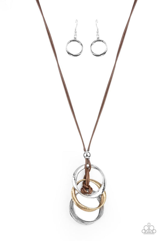 Harmonious Hardware - Brown/Mixed Metal necklace