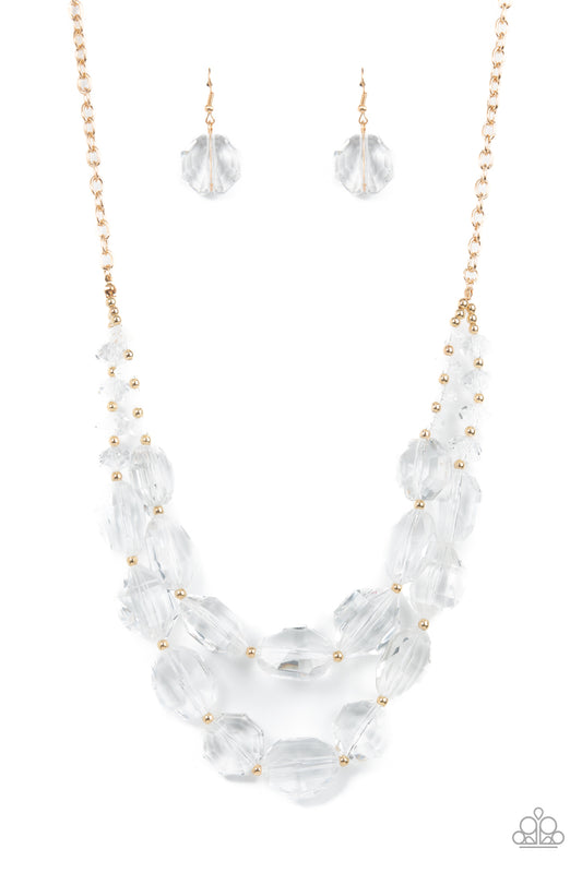 Icy Illumination - Gold/White Gem necklace set