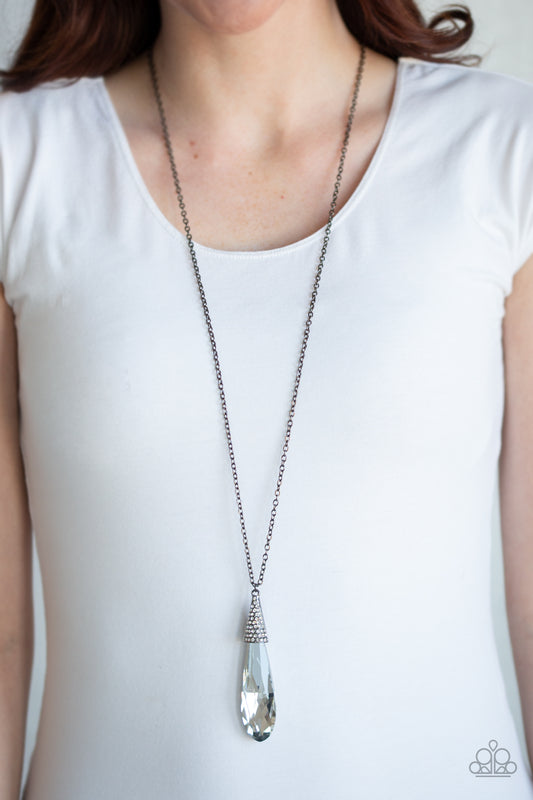 Jaw-Droppingly Jealous - Black/Gunmetal necklace