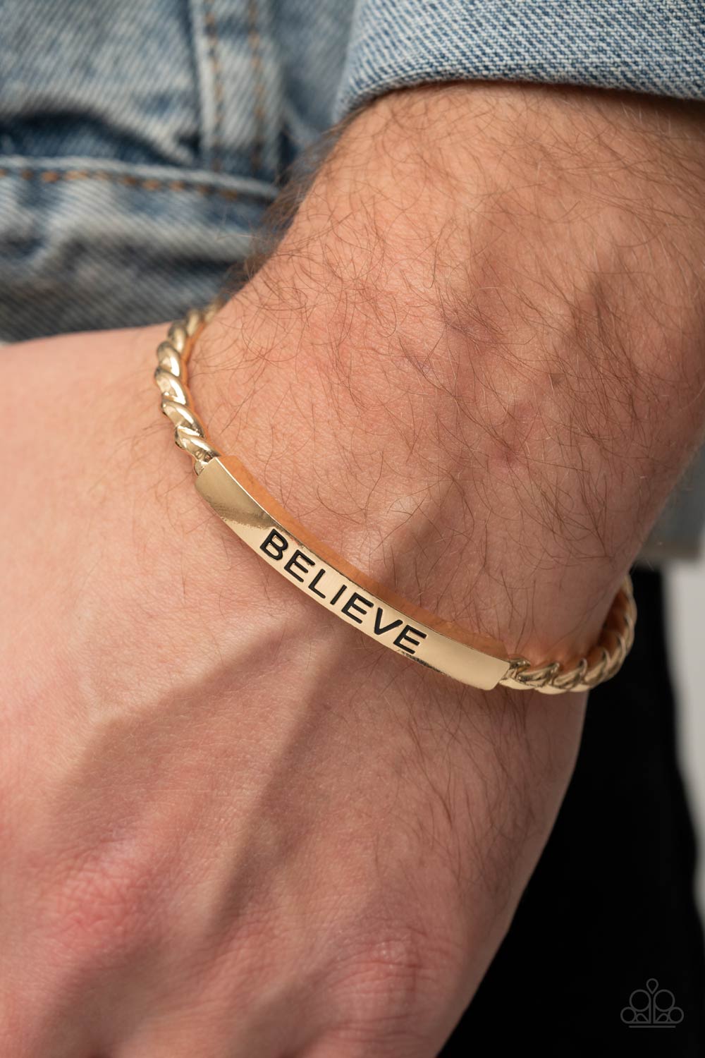 Keep Calm and Believe - Gold cuff bracelet