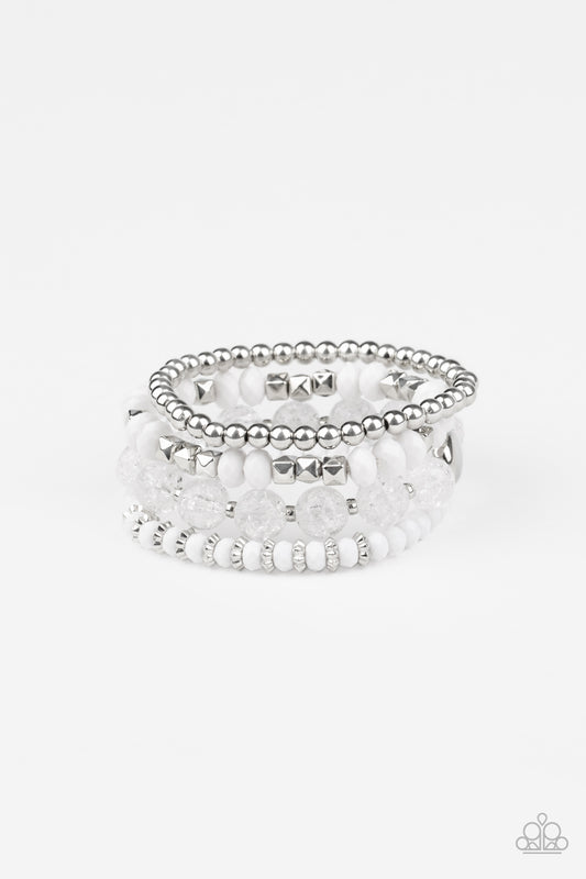 Layered Luster - White bracelet