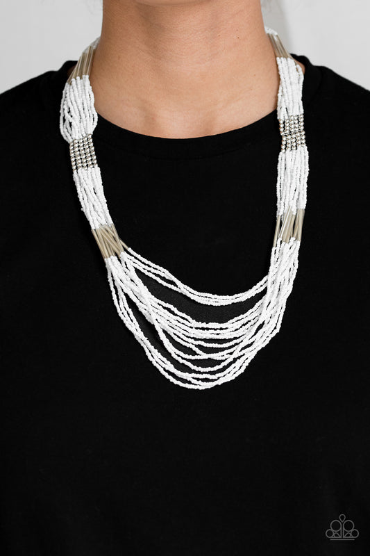 Let It BEAD - White seed bead necklace