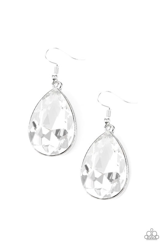 Limo Ride - White rhinestones earrings