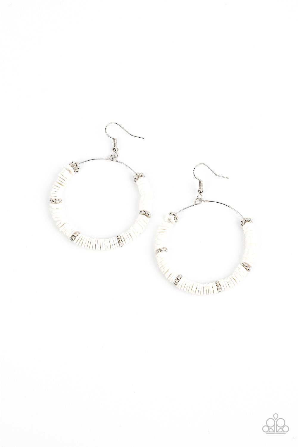 Loudly Layered - White hoop earrings