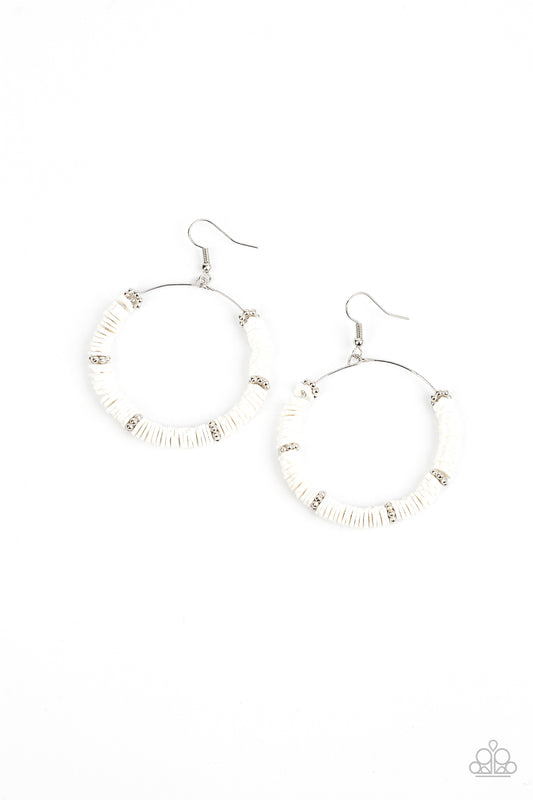 Loudly Layered - White hoop earrings