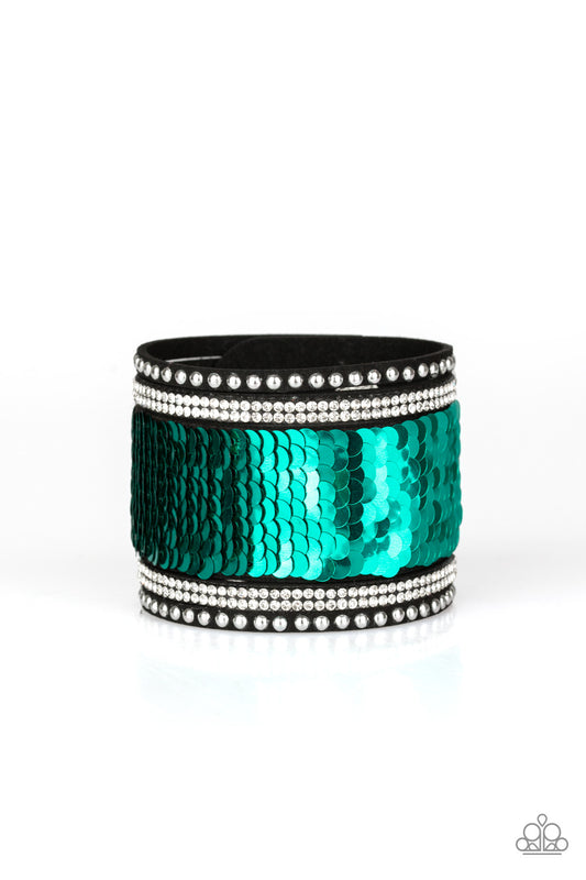 MERMAIDS Have More Fun - Green Sequin Wrap Bracelet
