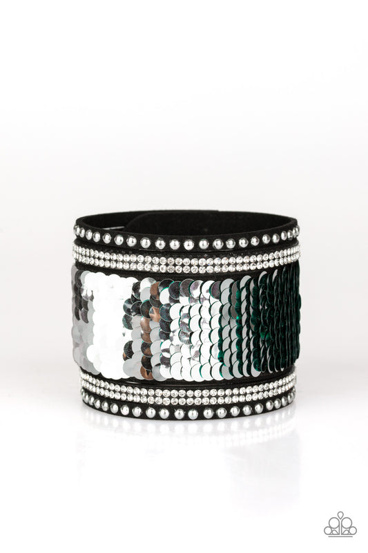 MERMAIDS Have More Fun - Green Sequin Wrap Bracelet