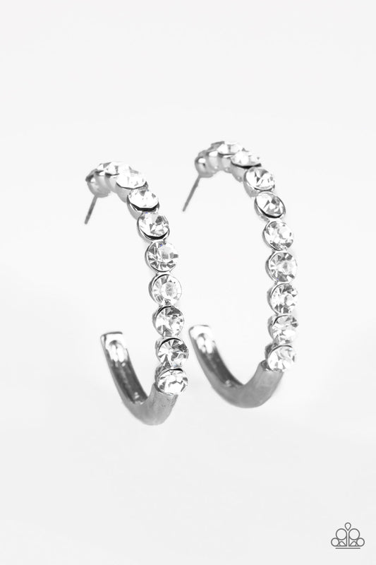 My Kind Of Shine - White gem/ silver hoop earrings