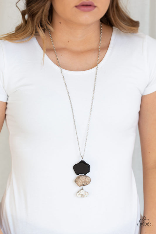 On The ROAM Again - Black/Brown/White Stone Multicolor necklace set