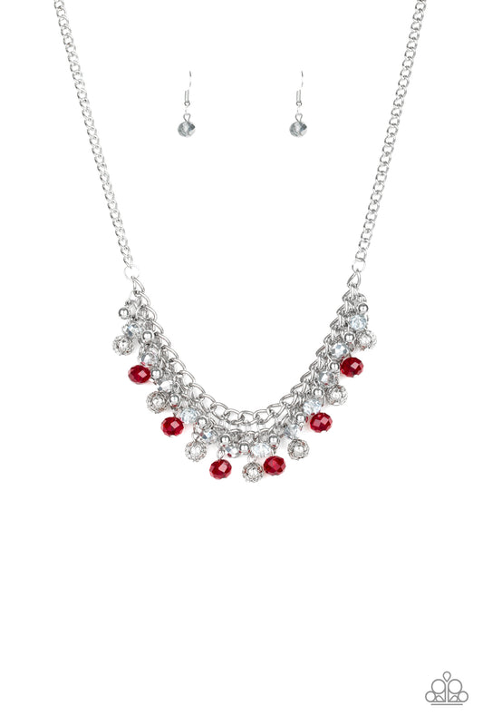 Party Spree - Red  necklace w/ matching bracelet