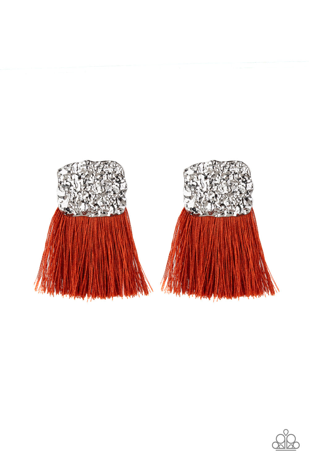Plume Bloom - Orange fringe earrings