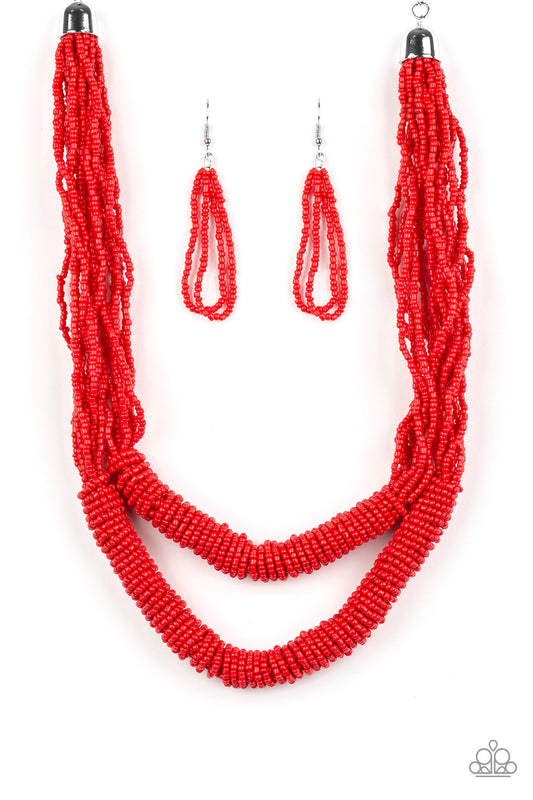 Right As RAINFOREST - Red seed bead necklace