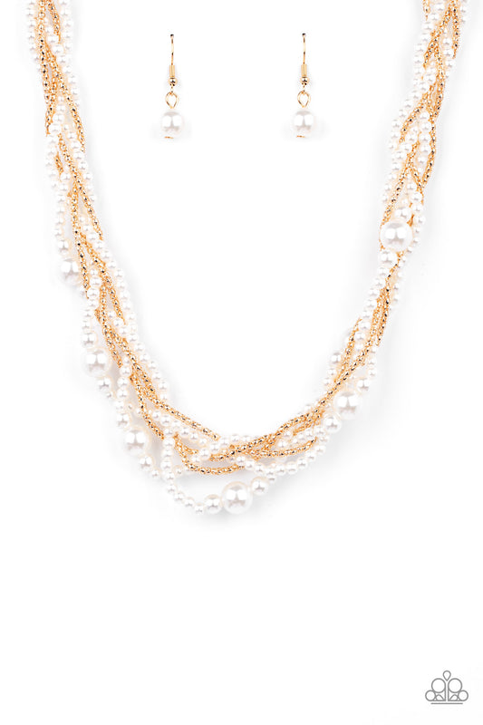 Royal Reminiscence - Gold/White pearl necklace