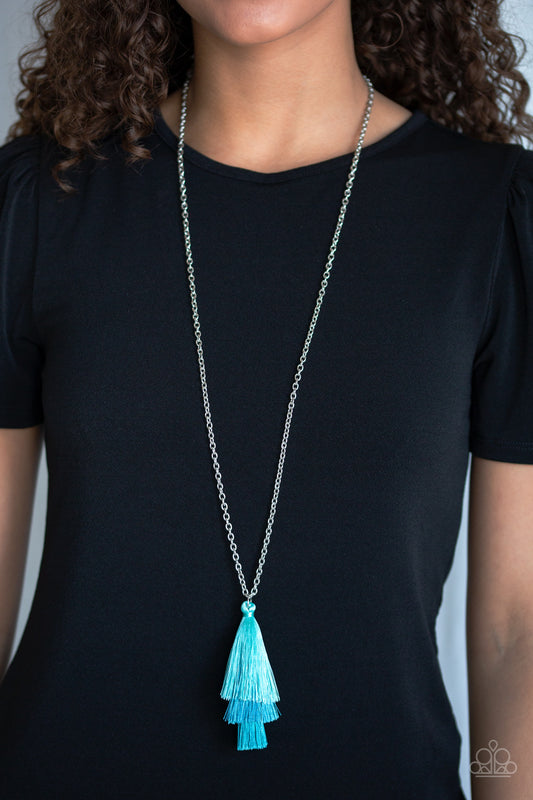 Triple The Tassel - Blue necklace