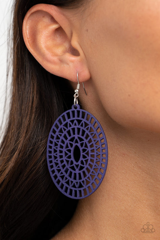 Tropical Retreat - Purple wood earrings