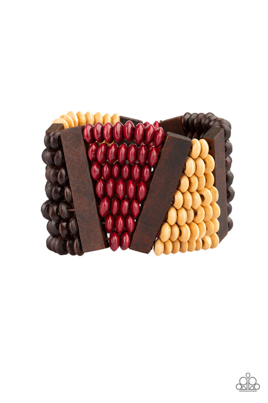 HAUTE In Hispaniola - Multi Brown Wood Bracelet
