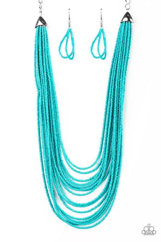 Peacefully Pacific - Blue seed bead necklace
