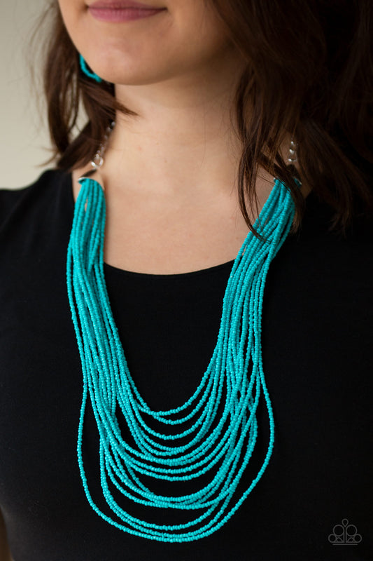 Peacefully Pacific - Blue seed bead necklace