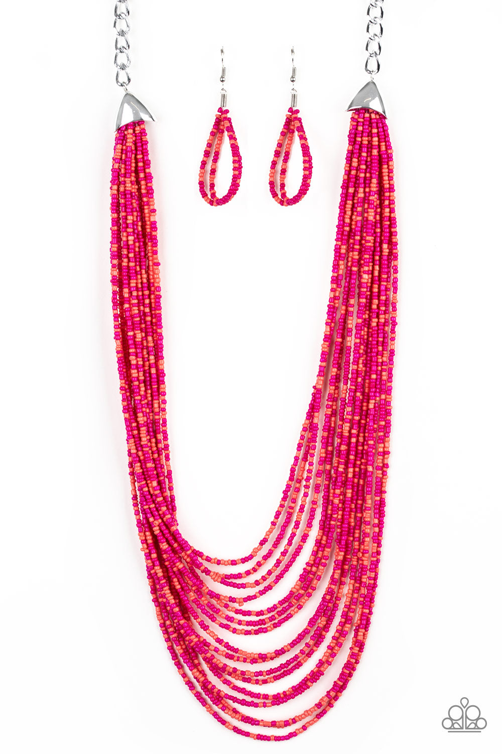 Peacefully Pacific - Pink/Coral Orange seed bead necklace