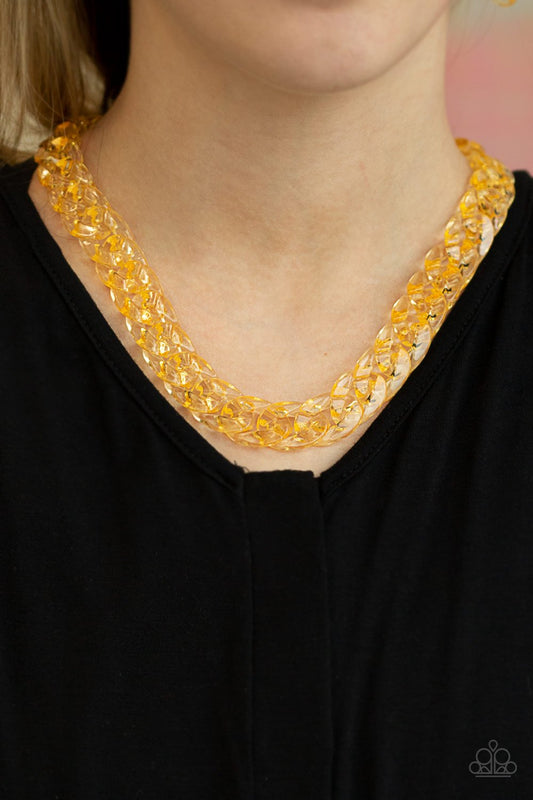 Put It On Ice - Gold Acrylic Necklace