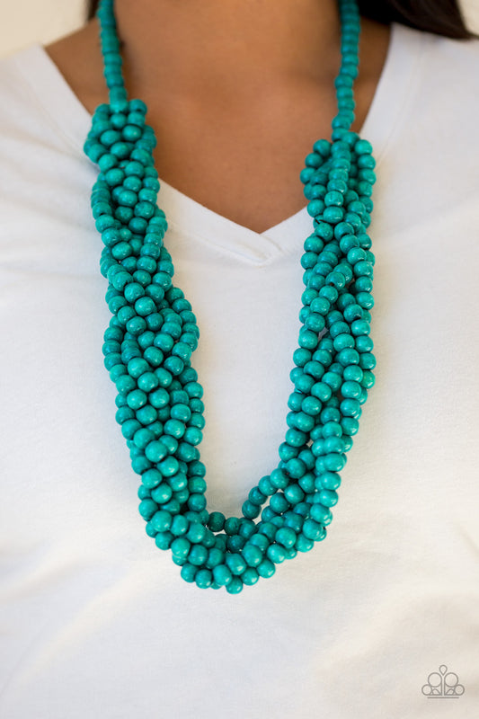 Tahiti Tropic - Blue wood necklace